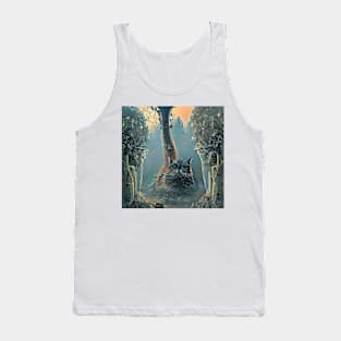 Cat in mechanical jungle Tank Top